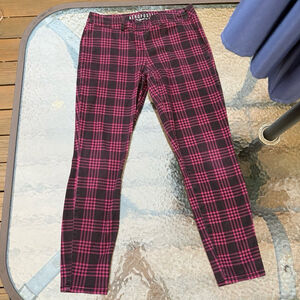 Aeropostale pink plaid skinny pants size 4 y2k